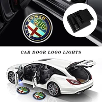 2pcs car door welcome logo light wireless led laser projector lamp exterior accessories for italy alfa romeo 147 159 156