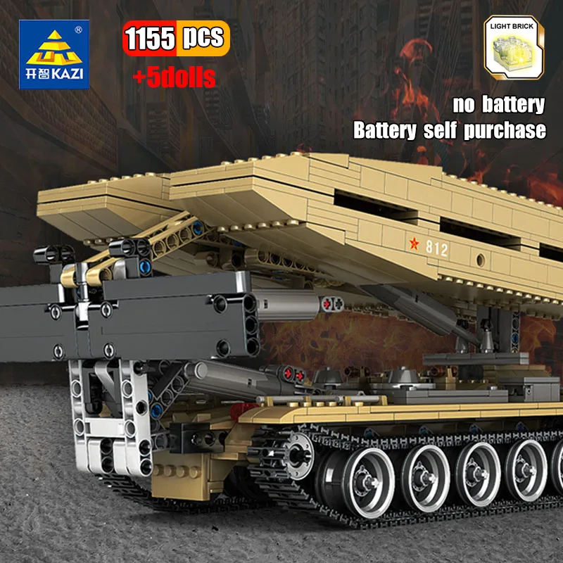 KAZI 1155 шт. современный военный Тип 84 Tank Bridge строительные блоки для грузовиков WW2