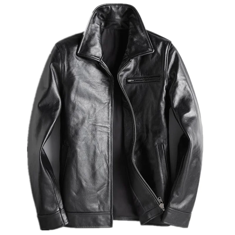 

Genuine Leather 100% Jacket Men Cowhide Coat Short Mens Jackets Spring Autumn Clothing Fashion 2021 Veste Homme Pph2483
