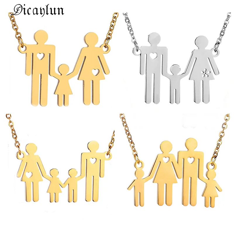 DICAYLUN семейное ожерелье из нержавеющей стали для дочери сына мамы папы Золотое