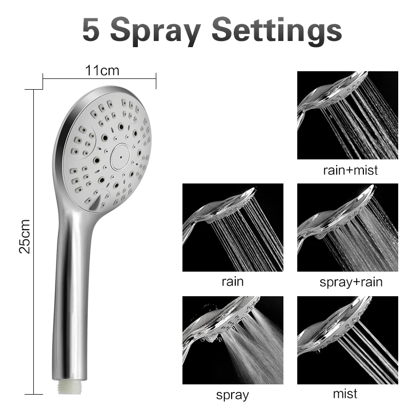 Большая круглая хромированная насадка для душа 5 режимов работы распылитель