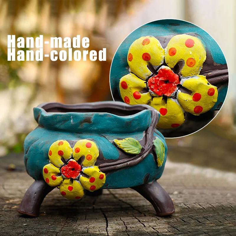 

Korean Style Succulent Plants Pot Flowerpot Hand Painted Flowerpot Ceramic Breathable Planter Container Home Garden Decor