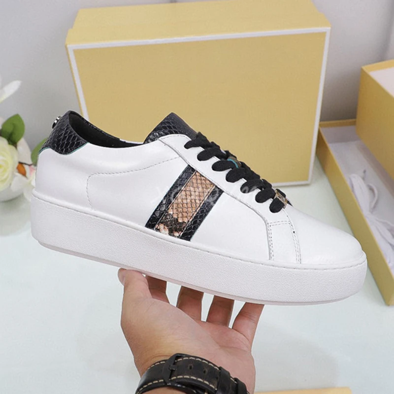 

Women Causal Shoes Spring Autumn Sneakers Round Toe Lace Up Genuine Leather Mixed Colors Walking Shoes Flat Platform Leisure
