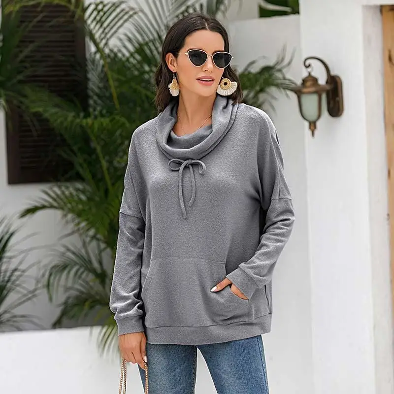 

Cashmere Sweatshirt Women 2020 Autumn High Neck Sweatshirt Ladies Plush Hoodie Warm Loose Sweatshirts For Women Long Sleeve