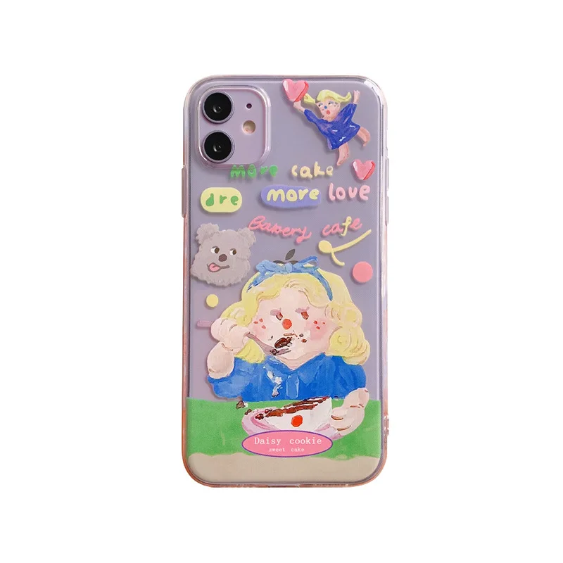 

Transparent cartoon silicone mobile phone case for iPhone11 12Pro Max mini X XR XS XSMax 8 7PluS anti-drop protective back cover