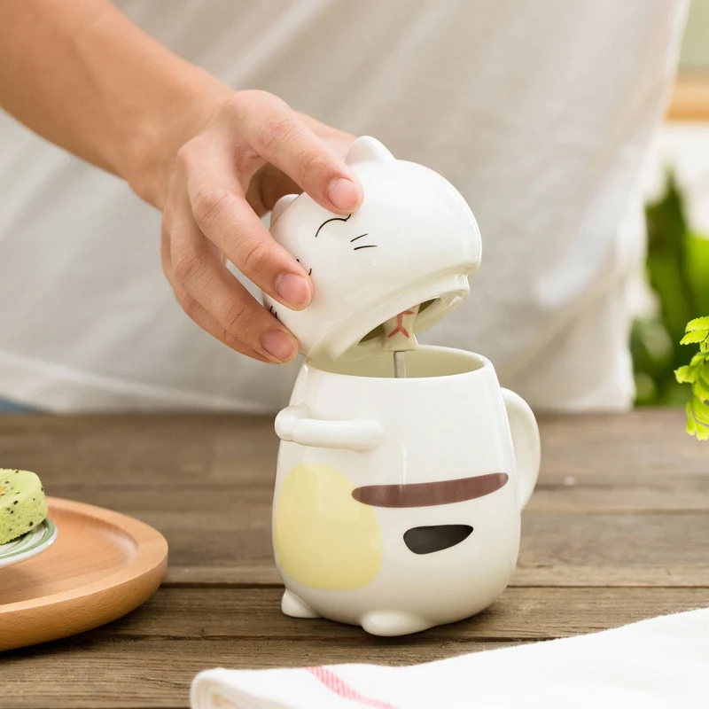 400 мл милый кот керамика Кофе кружка с ложкой творческий ручная роспись посуда