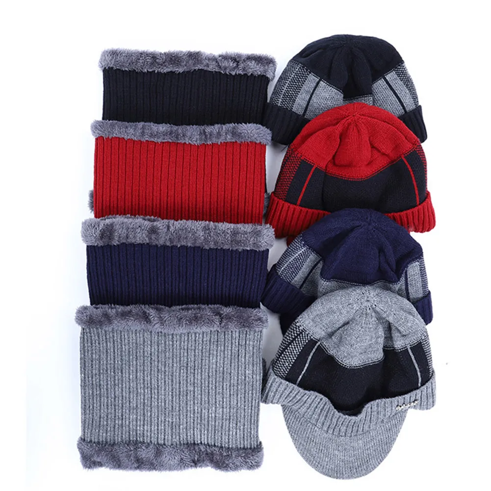 Новинка Мужская зимняя теплая шапка вязаная кепка с флисовой подкладкой мягкая