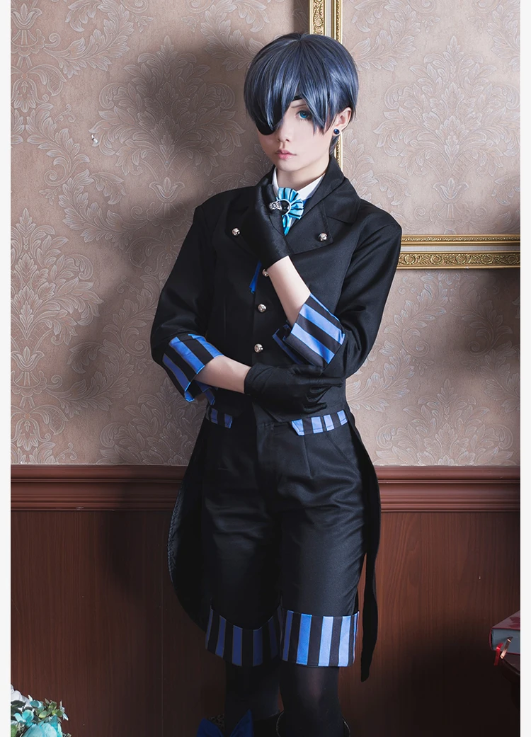 Мужской женский черный Батлер Косплей Kuroshitsuji Небесный Phantomhive Cos японская одежда