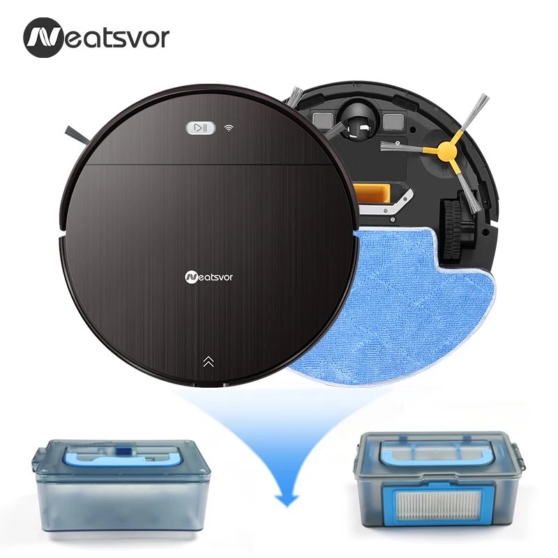 NEATSVOR V392 коричневый робот-пылесос для уборки и влажной уборки пола, приложение для управления картой навигации, планируемый Автоматический робот-зарядка 1800PA