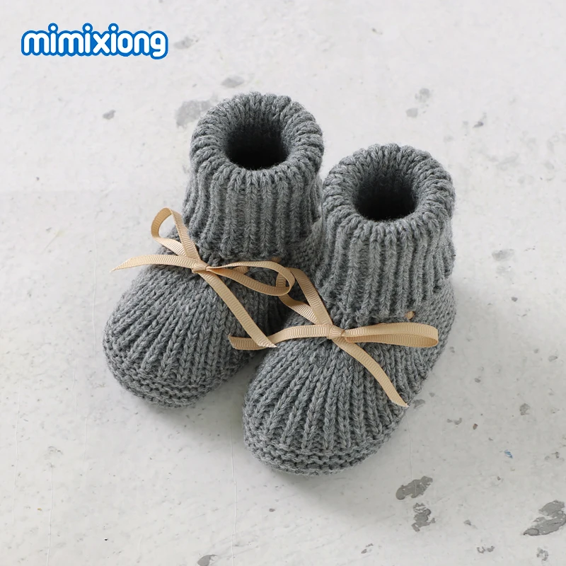 Детская обувь из 100% хлопка вязаная для новорожденных Bebes мальчиков и девочек