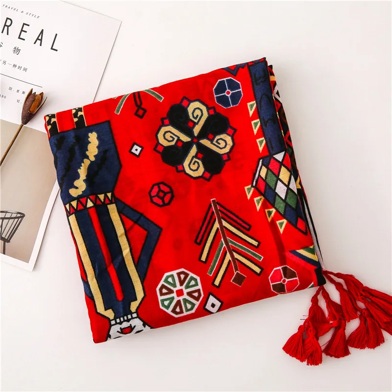 Модная женская пляжная шаль из хлопка и льна на осень зиму женский морской