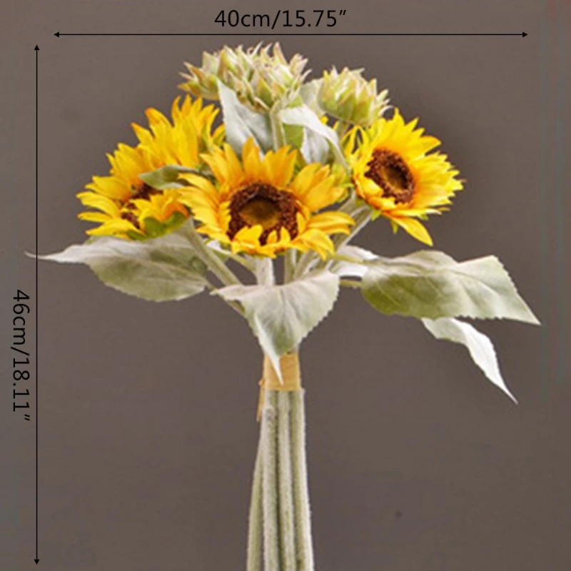 

9 Heads Artificial Sunflowers Bouquet Fake Flower with Stems for Wedding Party