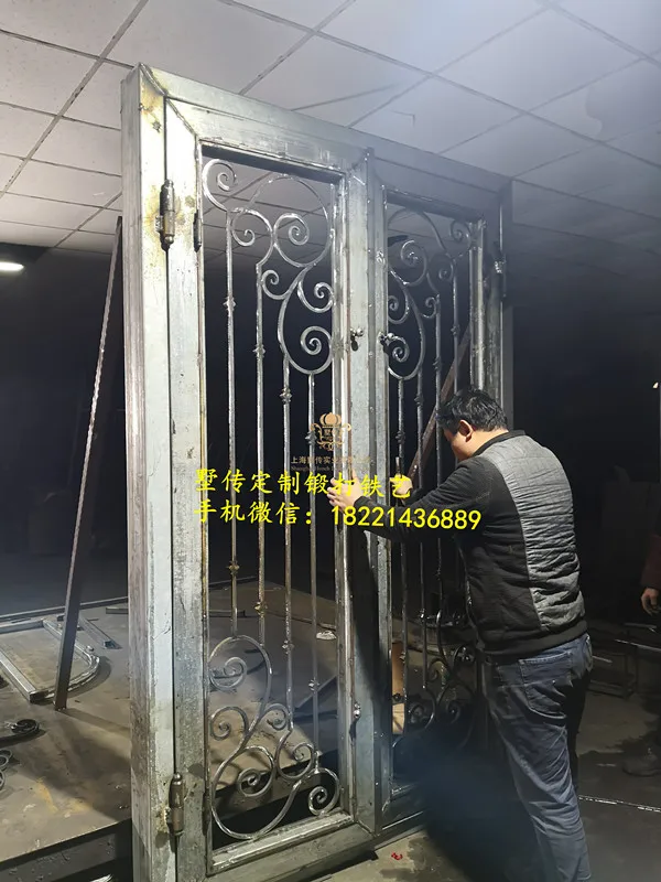 Конструкция под заказ кованые железные входные двойные двери 74x98 дюйма|design door|door