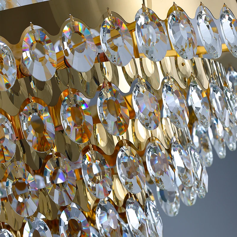 

Modern Luxury Chandelier Lighting LED Crystal Chandeliers Living Room Decorative Home Light Lobby Dining Room Round Hang Lamp