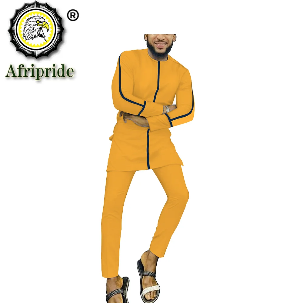 African Style Clothing Mens Print Clothes 100% Cotton Patchwork Top and Long Pants Set African Print 2 Piece Pants Sets S2016032