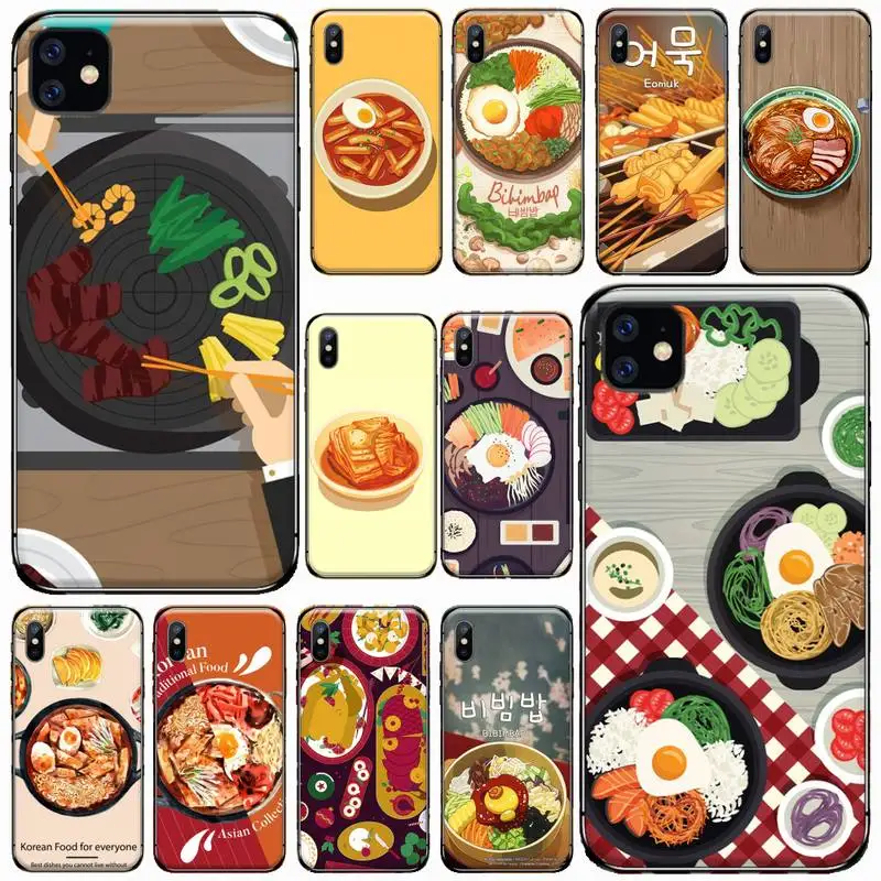 

Korean food delicious bibimbap Phone Case for iPhone 11 12 pro XS MAX 8 7 6 6S Plus X 5S SE 2020 XR Soft silicone shell funda