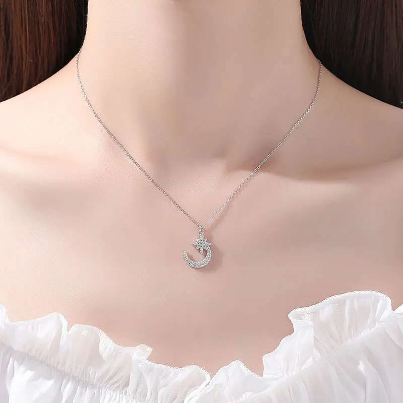 Новинка 2022 ожерелье с подвеской в виде звезды и сверкающей циркониевой Луны