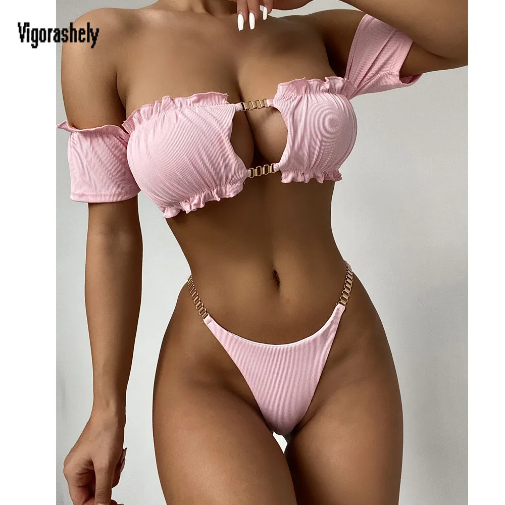 Фото Сексуальное бикини Vigorashely с открытыми плечами 2022 купальный костюм коротким