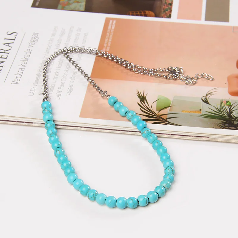 Модное ожерелье из драгоценного камня и агата для женщин Длинные ожерелья-чокеры