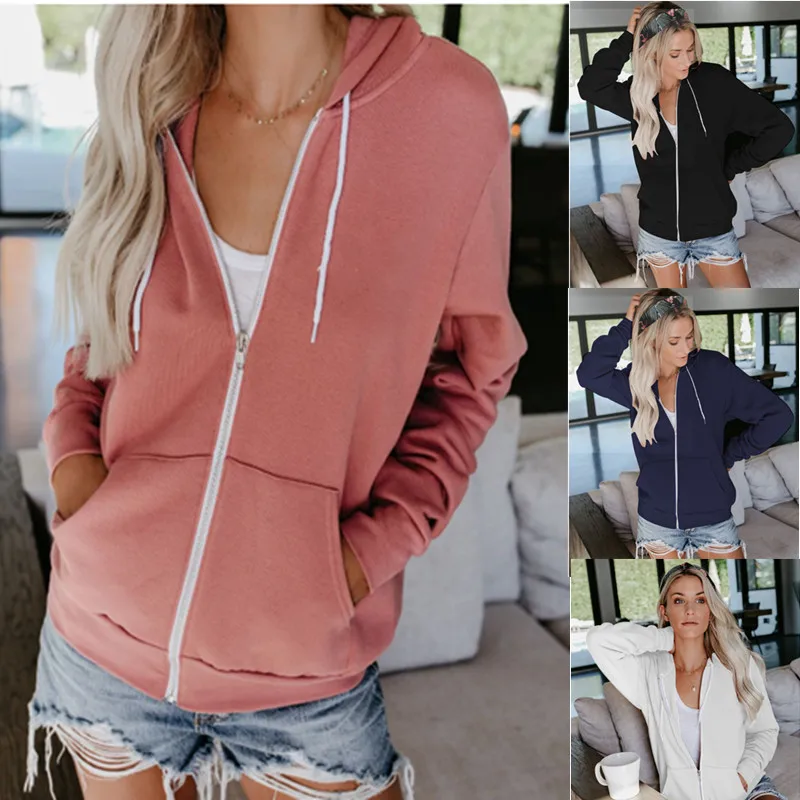 

Women Jacket 2021 Spring Autumn Oversized Hooded Sweatshirt Zipper Hoodies Plus Size Casual Coat Female Streetwear Femme