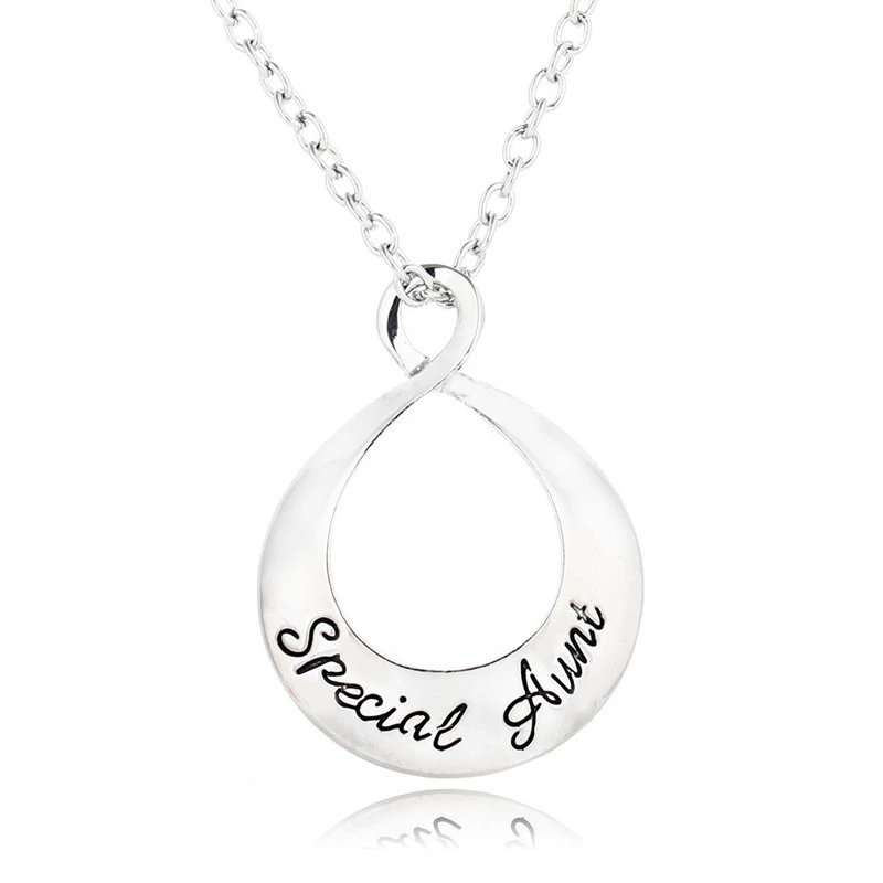 

New Fashion Cute Simple Silver Special Aunt Words Necklace Family Gift