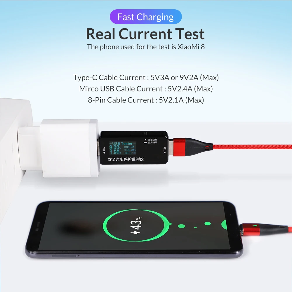 3A Магнитный кабель type C для быстрой зарядки IPhone X XS MAX Micro USB зарядное устройство