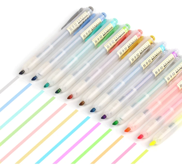 

6Pcs/set Retractable Highlighters Refillable Pastel Highlighter Pen Fluorescence Markers for Journaling School Office Supplies