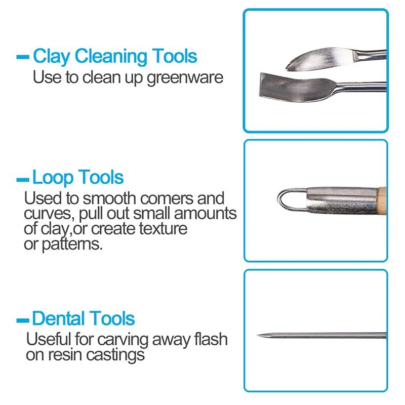 

61Pcs Pottery Tools Clay Sculpting Tools Wooden Handle Pottery Carving Tool Set Clay Cleaning Tools Kits Rock Painting Kit for S