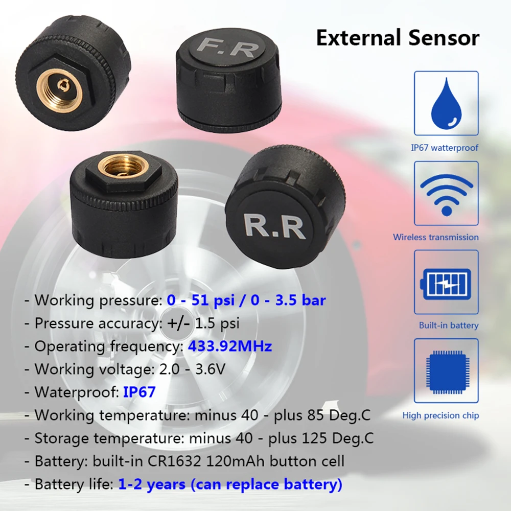 USB Android TPMS система мониторинга давления в шинах Дисплей Сигнализация внутренние