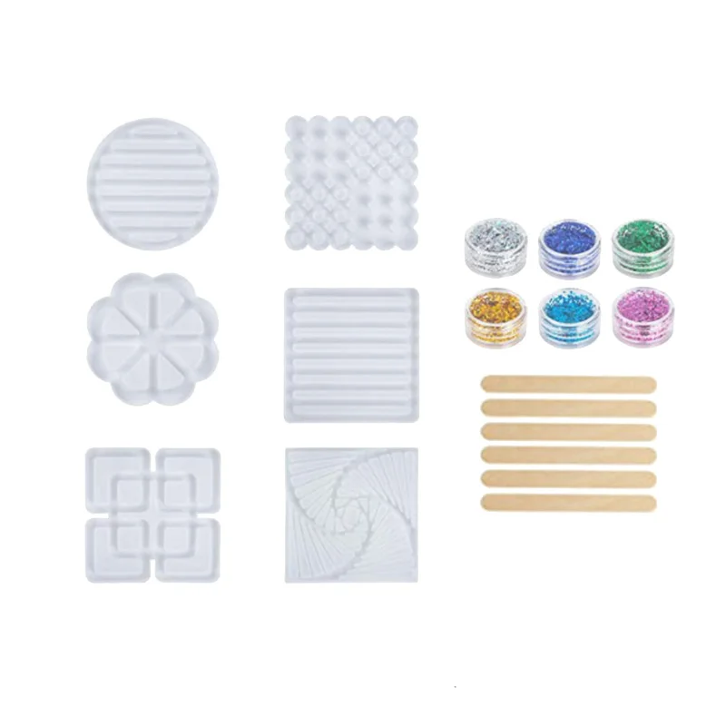 

Promotion! Coaster Molds For Resin Casting,Silicone Coaster Molds, For Epoxy Resin DIY Square Round Cups Mats,Coaster Mold Set