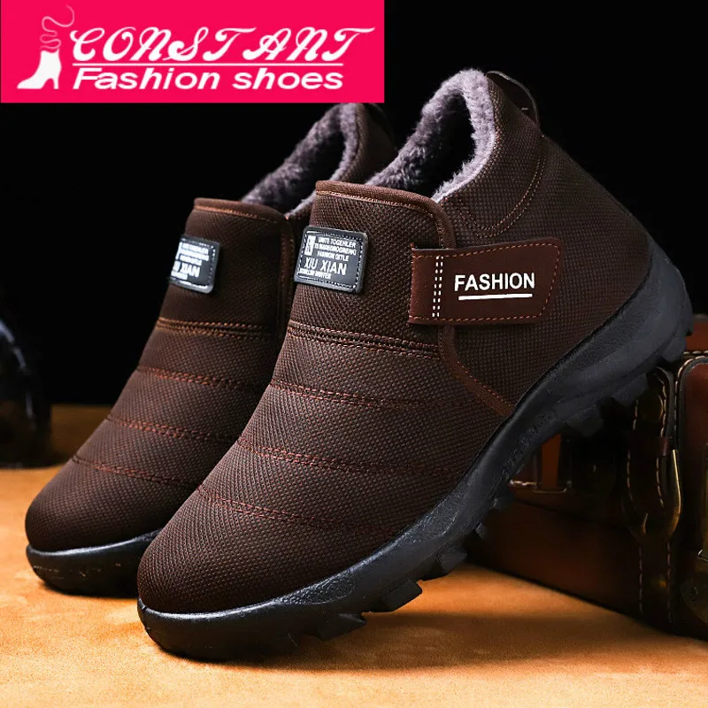 Мужские Ботинки Зимняя обувь размера плюс 46 ботильоны Обувь на теплом меху Для
