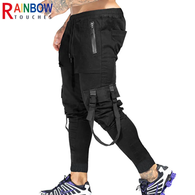 

Rainbowtouches Men's Loose Sports Harlan Street Trend Solid Multi Pocket High Street Fitness Cargo Sports Jogging Pants Men