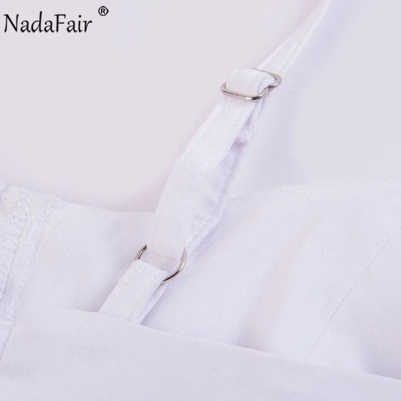 Женский облегающий укороченный топ Nadafair белый черный клубный с u образным