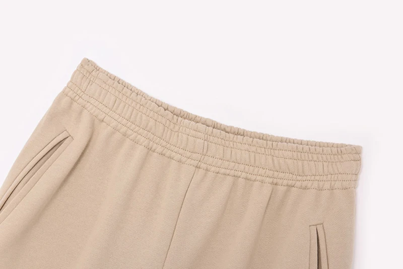 

[EAM] Khaki Wide Leg Pants Two Piece Suit New Round Neck Long Sleeve Apricot Loose Fit Women Fashion Spring Autumn 2021 1DD6902