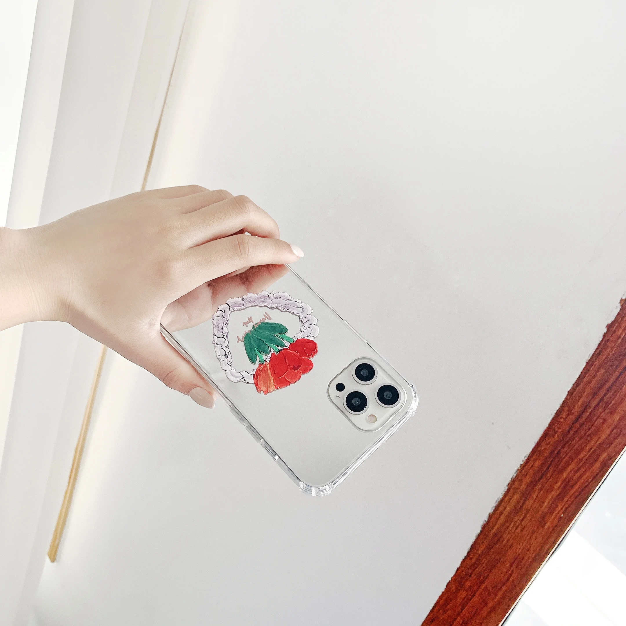 

Rose Oil Painting Mirror Phone Cases for IPhone 12 11 Pro Max X XS Xr 8 7 Plus for Ins Mirror Back Soft Cover Coque Phone Case