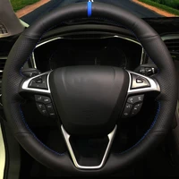diy hand sew artificial leather blue marker car steering wheel cover for ford mondeo 2014 2020 edge galaxy s max 2015 2020