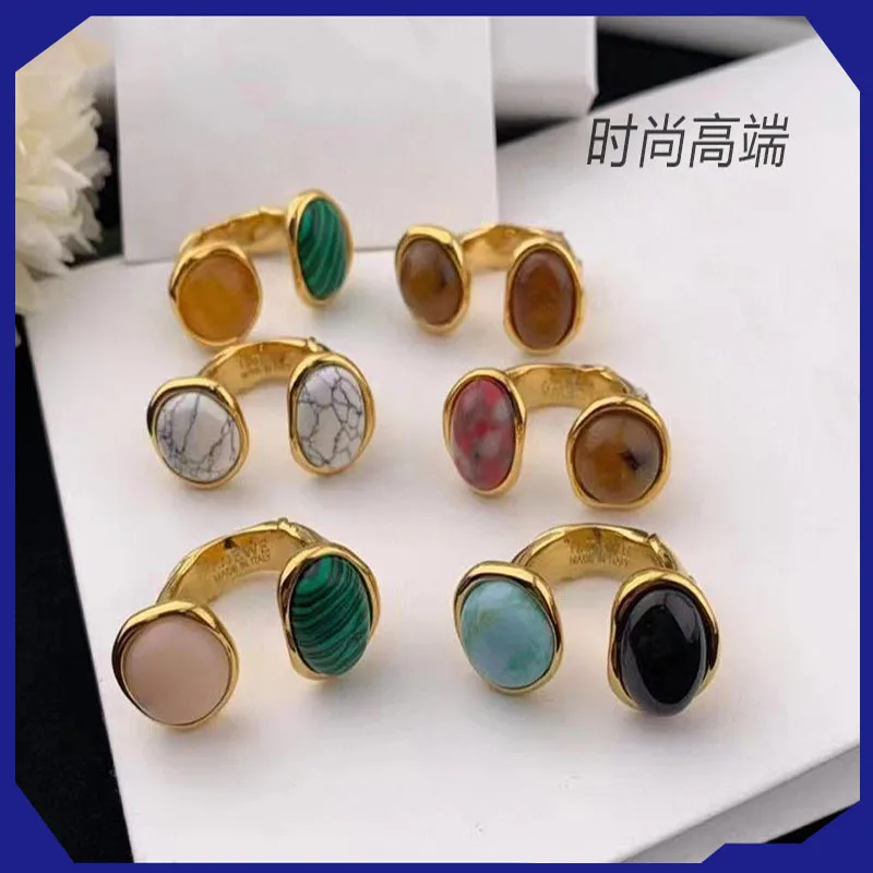 

New style red retro fashionable U-shaped opening brass women's ring