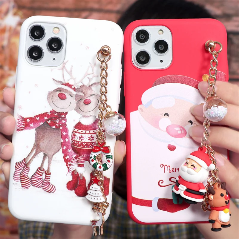 Merry Christmas Chain Doll Case For Xiaomi Redmi Mi POCO F3 X3 11X Pro Max 11i 11 Note 10 10T 9 9T 9S 8 7 6 Lite 9C 9A CC9e Etui