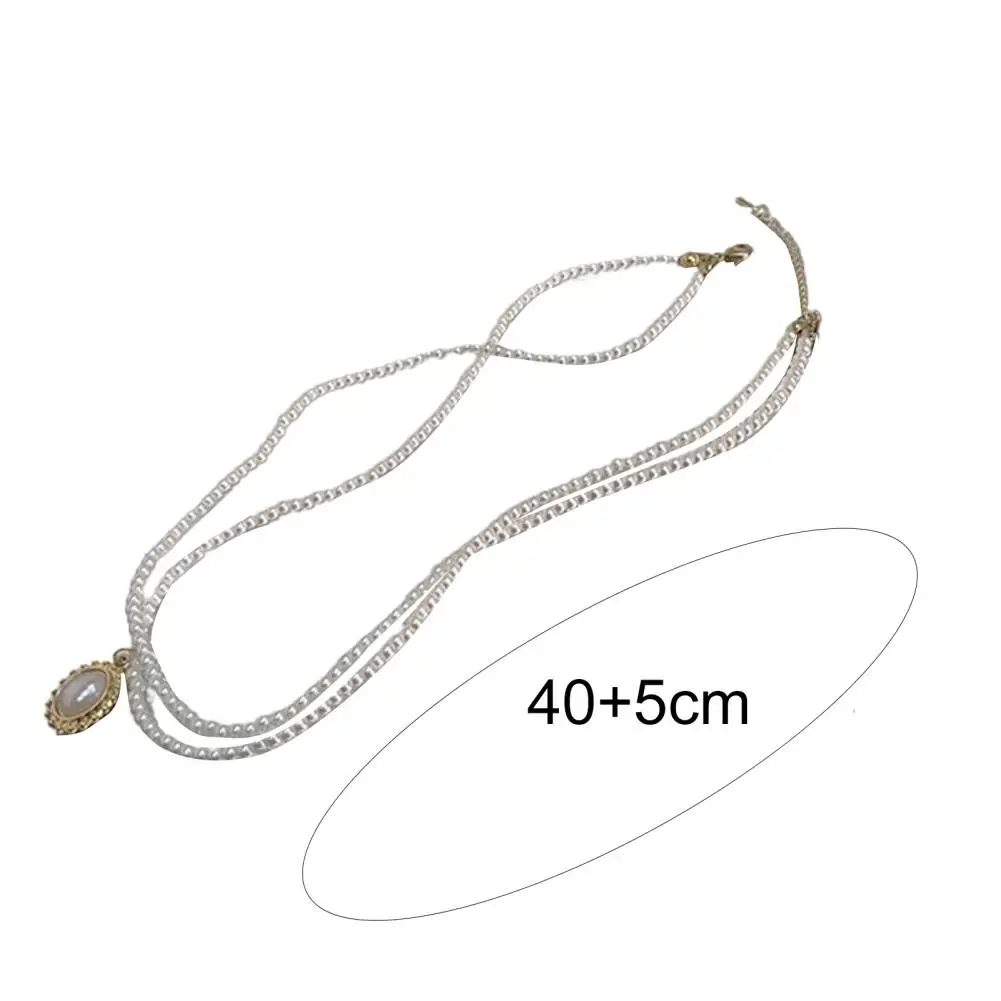 

Women Necklace Baroco Style Alloy Faux Pearl Double Layer Pendant Choker Necklace Double Layer Pendant Clavicle Necklace
