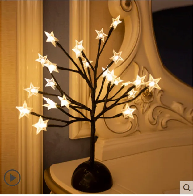 LED Table Lamp Rose Flower Tree Battery Switch Home Decoration Party Christmas Wedding Bedroom | Лампы и освещение