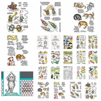 cut animals gnome mouses kitty dog birds flower phrase clear stamps diy scrapbooking decorative embossing 2020
