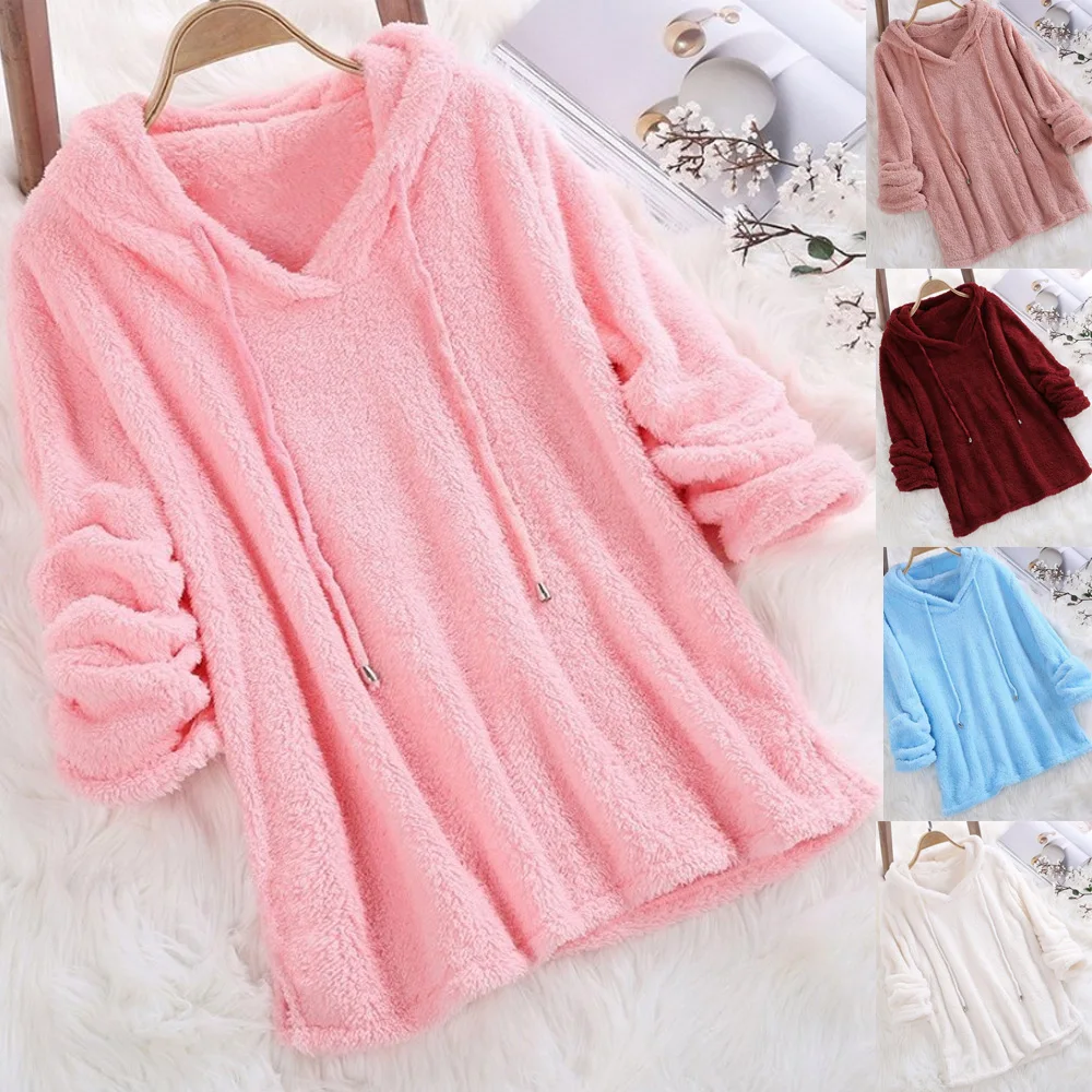 Однотонные Женские повседневные осенние двойные пушистые теплые толстовки Joineles