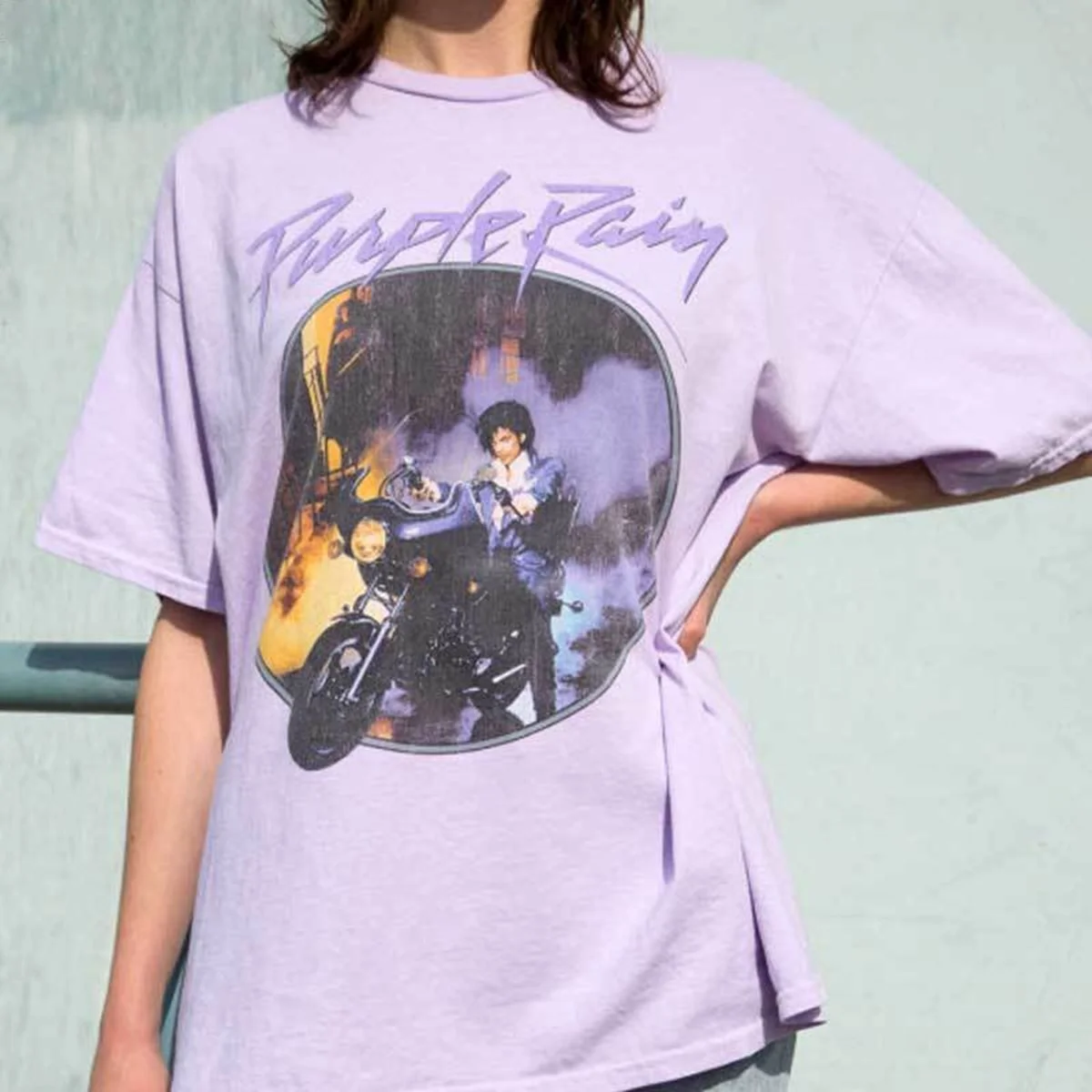 

FAKUNTN Purple Rain Vintage Graphic Tee Female Short Sleeve Purple Chic Printed Tops Summer Cotton Loose Casual T Shirt