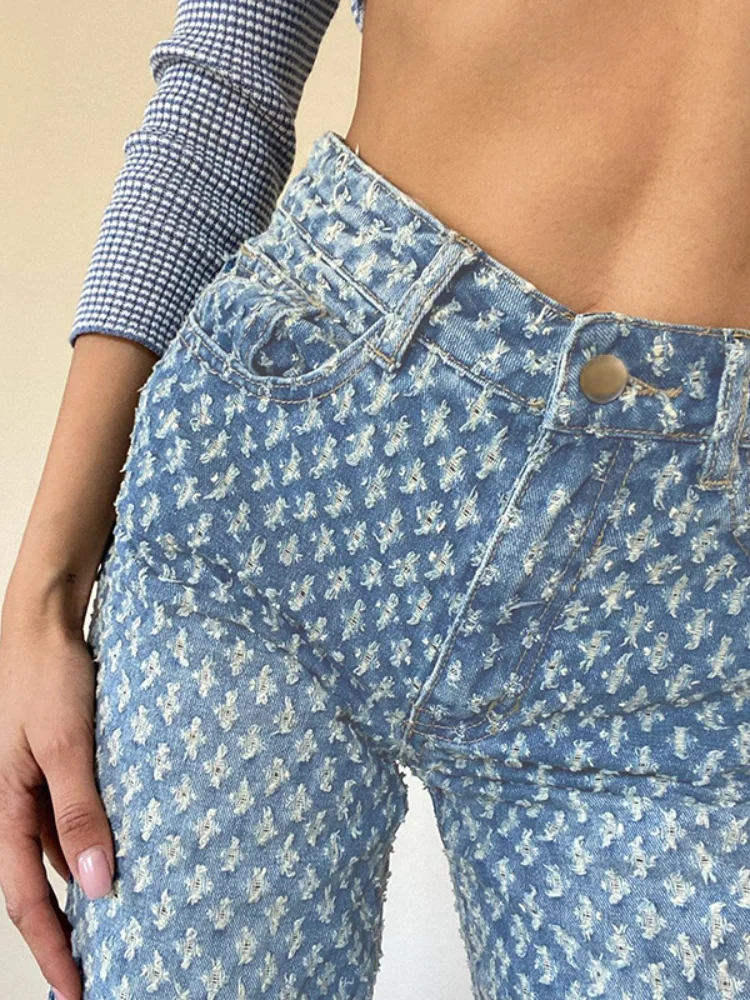 

Women Jeans Vintage Y2k Ripped Baggy Jeans Women Summer 2021 Distressed Egirl Wide Leg Skater Pants Trousers