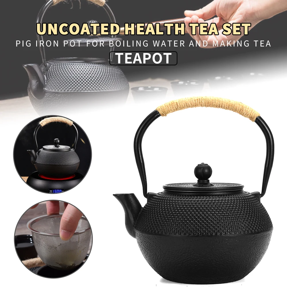

Mayitr 1.2L Japanese Cast Iron Teapot Heated Kettle Container Tea Maker With Stainless Steel Infuser Strainer For Boiling Water