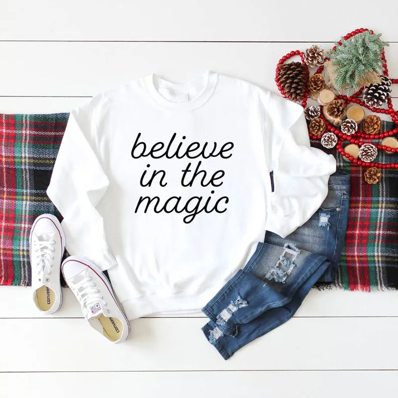 Женский свитшот ONSEME Believe in the Magic одежда унисекс винтажный Рождественский с