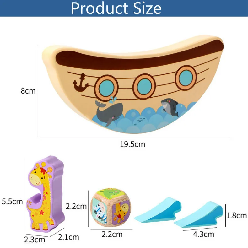 

Wooden Animal Stack High Game Baby Puzzle Early Education Color Animal Cognitive Balance Beam Stack Music Building Block Toy