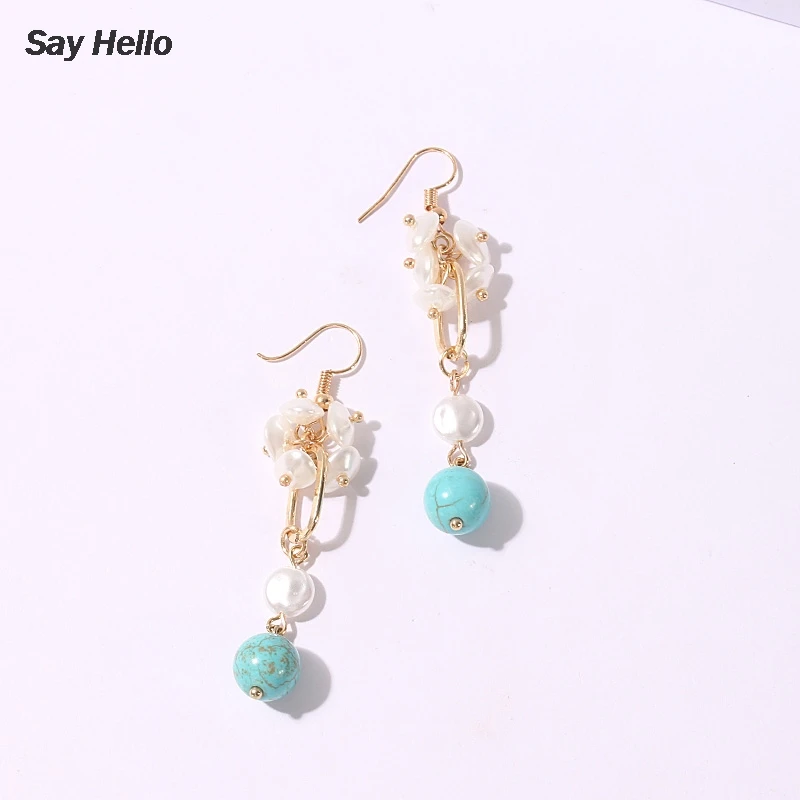 Женские серьги с инкрустированным камнем SAY HELLO подвески из металлического
