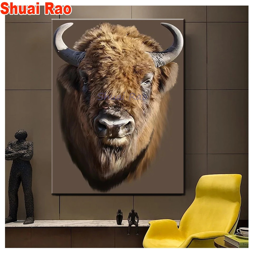 5d diy алмазная живопись натуральный bison полный квадратный Круглый Алмаз Вышивка