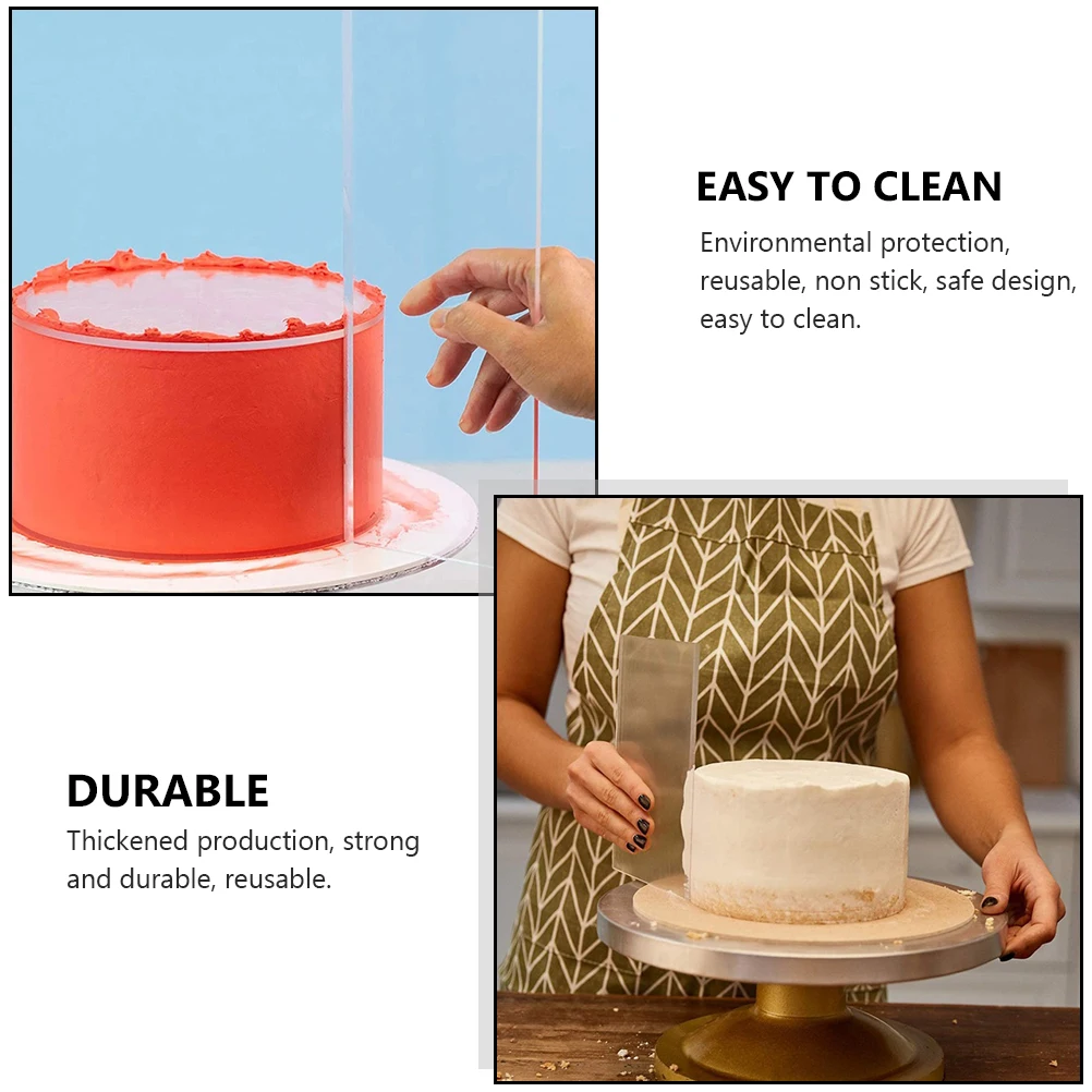 

2Pcs Baking Tools Transparent Acrylic Cake Scrapers Cake Cream Scrapers